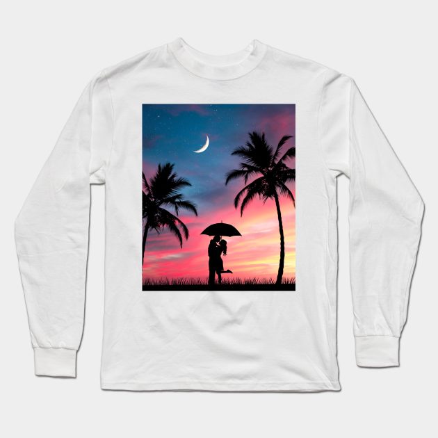 Sunset Kiss Long Sleeve T-Shirt by sherifarts